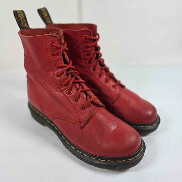 Dr. Martens Shoes - Dr Martens Pascal 8 Eye Boots Womens US 9 EU 41 Red Leather Lace Up Combat